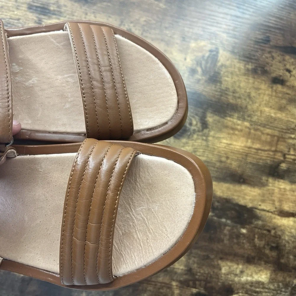 Madewell The Emmalee Sandal English Saddle Tan Leather Platform Puffy Size 8